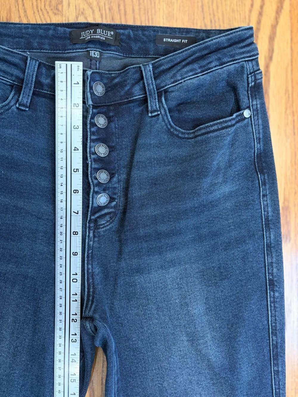 Judy Blue 4-way Stretch High Rise Button Fly Destroy Hem Straight Jeans - Picture 14 of 16